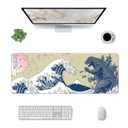 Playmat for MTG Card Game TCG Board Game Trading Card Game Play Mat CCG Mat Desk Pad Stitched Edges Rubber Base Smooth Surface Japanese Ink Painting Wave 23.5x13.7in