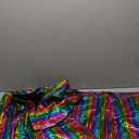 ZEROYAA Men's Metallic Shiny Suits Disco Sequin Blazer and Pants 2 Piece Sets for Party Prom (Medium, Multicolor)