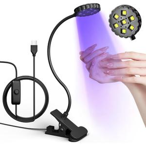 LIORA UV LED Nail Lamp: Portable USB 6W Flexible Gooseneck Desk Lamp with Clamp, Flash Cure Gel Nail Dryer for Home DIY & Salon Use