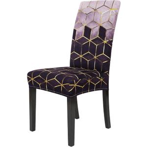 Gibelle Dining Room Chair Covers Set of 12, Stretch Parsons Chair Slipcovers Universal Removable Washable Chair Seat Covers Protector for Dining Room, Kitchen, Hotel and Party, Purple Cubes