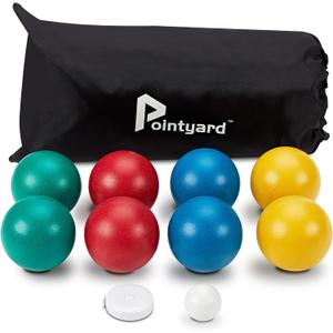 Pointyard 84mm Bocce Ball Set, Outdoor Games for Adults and Family, Backyard Ball Set with 8 PE Bocce Balls & 1 Pallino & Carry Bag & Measuring Tape for Teens Beginners