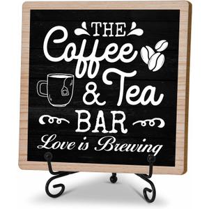Coffee & Tea Bar Decor Signs & Table Decor, Tea Station Accessories, Themed Gifts - Wooden Desk Decor (H26)