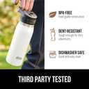 GORILLA GRIP Insulated Stainless Steel Water Bottle with Straw, 32 oz, Leak Proof BPA-Free Reusable Travel Bottles for Sports, School, Keep Drinks Cold, Dent Resistant Tumbler, Dishwasher Safe, White