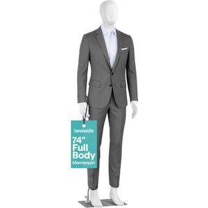 SereneLife 74" Male Mannequin Full Body Dress Form with Detachable Head, Hands and Legs, Adjustable Stand, 360 Degree Rotating Head, Tool Free Assembly for Clothing Display, Retail and Studio