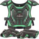 Kids Dirt Bike Gear Motocross Chest Protector Motorcycle Protective Gear Armor Vest Knee Guards Elbow Pads Dirt Bike Riding Gear for Baby Biker ATV (Green)