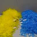 12 Pack Cheerleading Pom Poms Sports Dance Cheer Plastic Pom Pom for Sports Team Spirit Cheering (Blue and Yellow)