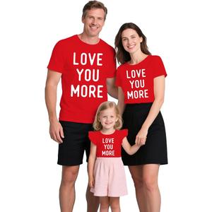 NEWKA Family Valentines Shirts Couples Matching Valentine T-Shirt Love You More Mommy and Me Tee Tops, XL