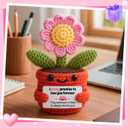 Handmade Positive Crochet Pink Sunflower Potted Plant with Card, I Love You Gift for Partner Lover, Birthday Valentines Day, Wedding Anniversary for Her Wife Girlfriend, Sunflower Desk Decor