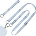 Posadina Phone Lanyard 2 in 1, Anti Theft Phone Strap Crossbody for Women, Adjustable Phone Wrist Strap (Sky Blue)