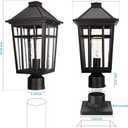 Darkaway Large Outdoor Post Lights Lamp Post Light Fixture, 17inch Waterproof Aluminum Post Lamp with Glass, Fence Deck Lighting for Garden, Patio, Pathway (LargeBlack), Large-1 Pack