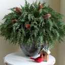 Cedar Stems Artificial Norfolk Pine Branches for Christmas Decor, 12 PCS Fake Pine Stems with 5 PCS Big Pine Cones Branches Realistic Fake Plants Faux Greenery for Vases DIY Garland Xmas Table Indoor