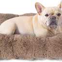 EHEYCIGA Fluffy Dog Crate Bed for Medium Dogs, Plush Faux Fur Crate Pad, Calming Anti Anxiety Medium Dog Bed for Crate, Washable Soft Warm Mat with Non-Slip Bottom, Camel (29.5 x 20)