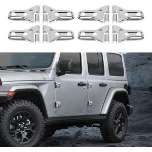 RT-TCZ Door Hinge Cover Trim for Jeep, Front Door Rear Door Hinges Exterior Decoration Accessories for Jeep Wrangler JL Unlimited 4-Door & Gladiator JT 2018-2024,8Pack,Chrome
