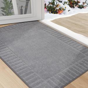 BEQHAUSE Door-Mat Non-Slip Front Doormat Low-Profile Entrance Mats for Front Door Entry Resist Dirt Washable Doormat Absorbent Entryway Door Mat,Light Grey,32"x48"