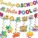 Goodbye School Hello Pool Banner Summer Party Decorations End of School Year Party Decorations Schools Out for Summer Decorations Last Day of School Decorations Pool Party Decorations