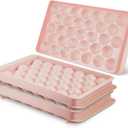 2 Pack Ice Cube Trays For Freezer, Ice Ball Maker Mold Mini circle Round Ice Cube Mold with Lid 1.2in X 66PCS for Cocktail Whiskey Tea Coffee