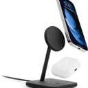 HiRise 2 Deluxe 2-in-1 Wireless Charging Station for Apple Devices - Qi2 MagSafe Charger, Fast Wireless Charger Stand for iPhone 15 14 13 12 11 Pro & Max Series, AirPods Pro/3/2, Black