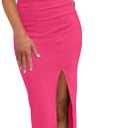 oten Women's Casual Sleeveless Cutout Twist Front Side Slit Ribbed Knit Party Bodycon Midi Dresses (Large, Pink&hot-Pink)