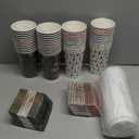 JOYIN 48 Pcs Christmas Paper Cups Disposable with Sleeves and Lids, 6 Designs 16 oz Xmas Drinking Paper Cups and Sleeves for Hot Chocolate Coffee Cold Beverage Holiday Tableware Winter Party Supplies