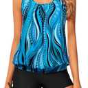 Yonique Blouson Tankini Swimsuits for Women 2 Piece Bathing Suits Tops with Boyshorts Modest Loose Fit Swimwear L