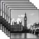 GOmaize Front Loading Black Picture Frame 8x8 Set of 6 Wall and Table Mounting