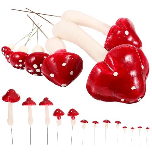 LOGOFUN 33pcs Fake Mushroom Simulation Foam Mushroom Artificial Mushrooms Model Miniature Mushrooms Prop for DIY Crafts - Red White 8.65X2.75X27.51in/7.27X2.16X2.16in/6.29X1.97X1.97in