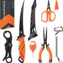 KastKing SteelStream 6pc Fishing Tool Kit - Corrosion Resistant Fishing Pliers with Lanyard, Fillet Knife, Floating Fish Lip Gripper, Fishing Braid Scissors, Tool Retractor, Fishing Gifts for Men