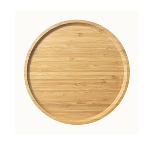 Bamboo Serving Platter, Round Wood Tray, Wooden Serving Tray, Fruit, Bread, Salad Plate, Charcuterie Serving Board, 9.8 inch