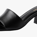 PIZZ ANNU Women's Square Open Toe Heels Sandals Low Block Chunky Heeled Sandal Slip on Mules Comfortable Casual Dress Pumps Shoes