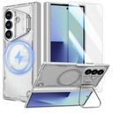 Nillkin for Samsung Galaxy Z Fold 7 Case, Compatible with MagSafe, Built-in [Screen Protector] [Hinge Protection] [Kickstand] Slim Magnetic Anti-Yellow Phone Case for Galaxy Z Fold 7 - Clear Gray