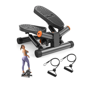 Niceday Twist Stepper for Exercise at Home, Mini Stair Stepper with Resistance Bands at Home Workout Equipment with 300LBS Loading Capacity, Hydraulic Fitness Stepper with LCD Monitor Gray