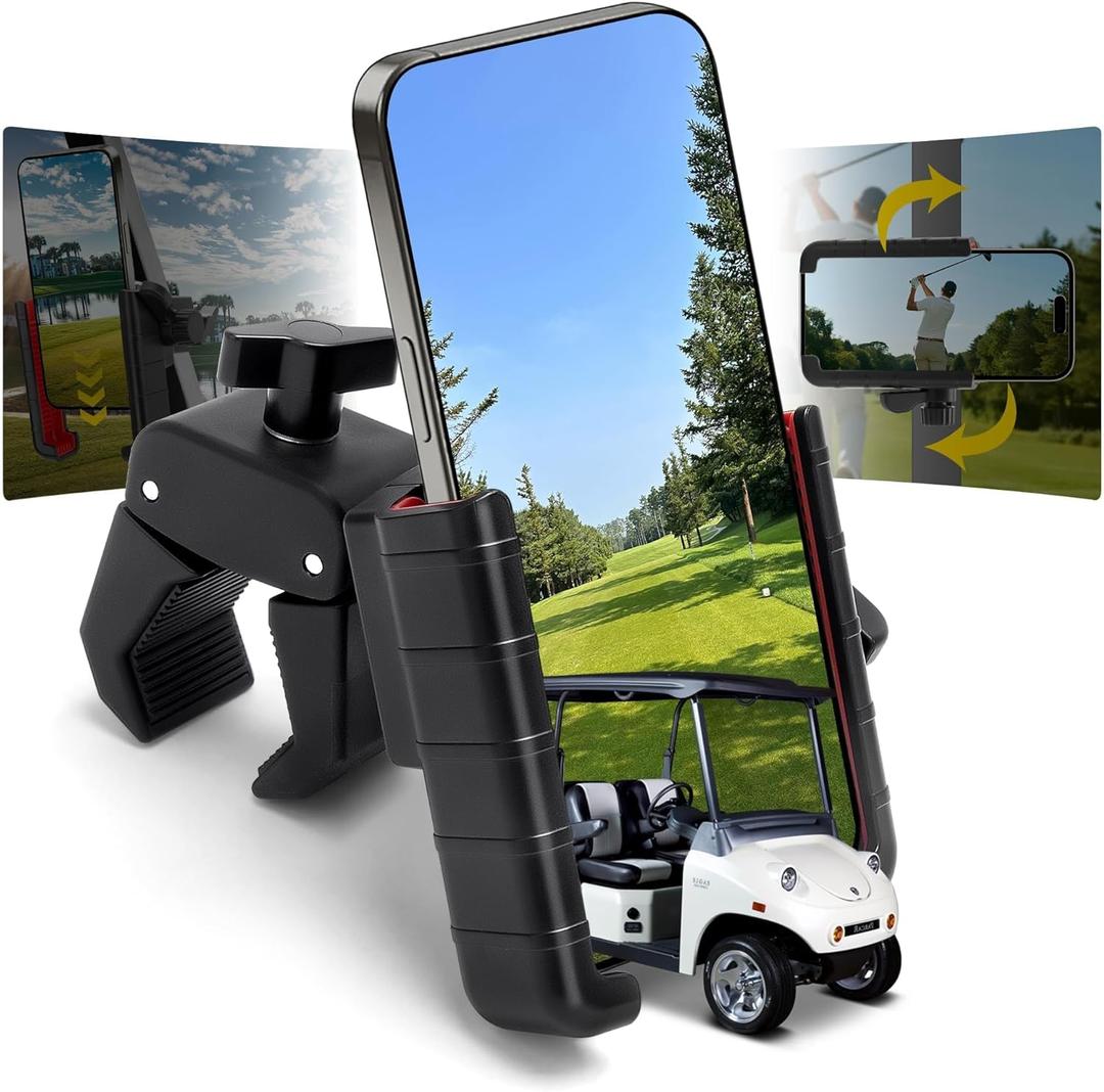 Golf Cart Phone Holder Mount for EZGO Club Car Yamaha  360 Rotatable Universal Cradle for iPhone17 16 15 14 Pro Max, Samsung Galaxy, Pixel and Smartphone  Secure Lock and Clamp, Big Phones Friendly