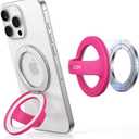 JOYROOM Magnetic Phone Grip, Silicone Finger Loop Grip [Portable Phone Stand] Phone Grip for Magsafe, for iPhone 17/16/15/14/13/12 Series, Rose Red