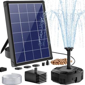 Antfraer Solar Pond Filter with Fountain Pump, 4W Solar Fountain Pump with Pond Filter, Solar Powered Water Pump Kit with 5 Nozzles & PVC Tubing for Bird Bath, Garden, Outdoor Fish Tank
