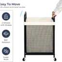 STO STO Laundry Hamper, 90L Rolling Laundry Sorter Cart with Removable and Washable Liner Bag, Clothes Hamper with Wheels and Metal Handle for Laundry Room and Bedroom