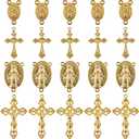 SUNNYCLUE 1 Box 40Pcs 4 Styles Gold Rosary Charm Rosary Cross Charms Easter Crucifix Oval Chandelier Links Findings Holiday Connector Charm for Jewelry Making Charms Supplies DIY Necklaces Crafts