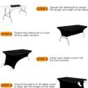 Spandex Table Cover 2 Pack 8FT Black Fitted Tablecloths,Washable Wrinkle Resistant Stretch Table Cloth Rectangle for Vendor Booth Display Items,Party Supplies for Adults,Wedding Decorations,Banquet
