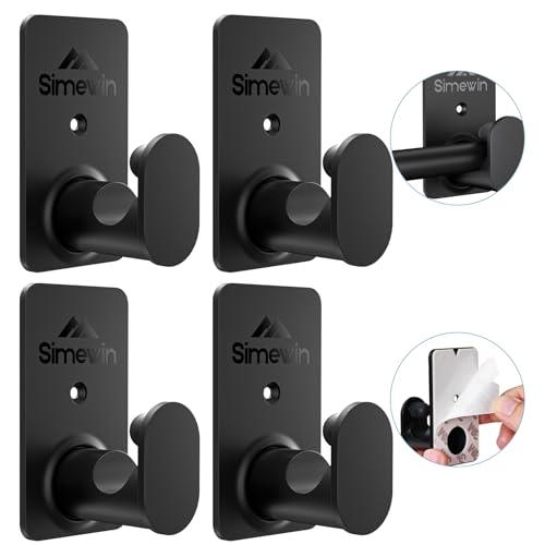 No Drill Curtain Rod Brackets No Drilling Curtain Rod Holders【Upgrade 3M Adhesive】 Renter Friendly Curtain Rod Hooks Nail Free Suitable for Poles 5/8 Inch (4Pcs Black)