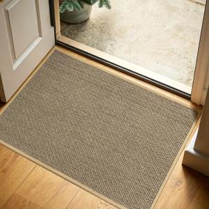 4′ x 6′ Large Indoor Door Mat, Ultra Thin Linen-Look Absorbent Entryway Rug