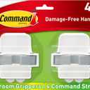 Command Broom Grippers, 2 Hangers and 4 Strips, Damage-Free Mop and Broom Holder Wall Mount, Household Cleaning Tool Organizer for Kitchen, Laundry Room, Closet, Holds up to 4 lb (Large, White)
