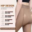 Fleece Lined Tights Sheer Women - Fake Translucent Warm Pantyhose Leggings Sheer Thick Tights for Winter (L)