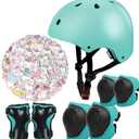 Kids Bike Helmet Set,CPSC Certified with Knee Elbow Wrist Pads Guards,Toddler Adjustable Black Helmet for Ages 2-3-5-8 Girls Child,Sports Protective Gear Set for Bicycle Skate Scooter