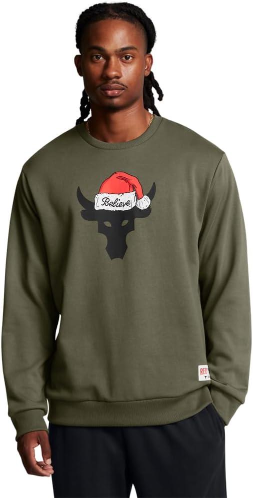 Under Armour Men's Project Rock Red One Believe Crew Neck Sweatshirt (S)