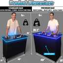 PartyLife New & Improved Portable Bar Table w/LED Lights, Wireless Remote, Folding Legs, 2 Bar Skirts, Heavy-Duty Storage Shelf & Carrying Case - Black, Standard