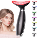 Dopsikn 7 Color Galvanic Machines  Red Light Therapy for Face and Neck, Face Massager Tool for Wrinkles, Double Chin, Vibrating Facial Massager with Thermals, Black