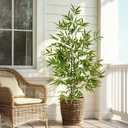 Tall Faux Plastic Silk Plants Large Artificial Bamboo Trees Indoor Outdoor Realistic Floor Plant Potted Fake Bamboo Tree for Home Living Room Office Front Porch Outside Patio Decor Housewarming Gift