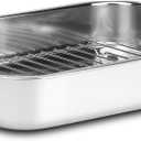 Stainless Steel Turkey Roasting Pan with Rack & Handles, Heavy Duty FoodSafe Turkey Pan Dishwasher Safe, Perfect for Cooking Turkey and Steak for Thanksgiving and Christmas (Extra Size)