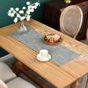 Farmhouse Rustic Faux Linen Table Runner Neutral Grey Table Runners Double Layer Reversible Rectangle Runners for Daily Use Kitchen Dining Banquet Holiday 13x36 Inch