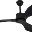 48 inch Ceiling Fan No Lights Remote Control 3 Blades Reversible DC Motor, Modern, Black