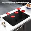 ThermoMate 30 Inch Induction Cooktop, 9000W Built in Induction Stove Top, Electric Cooktop with 5 Boost Burner, 9 Heating Level, Timer & Child Safety Lock, Sensor Touch Control, 240V